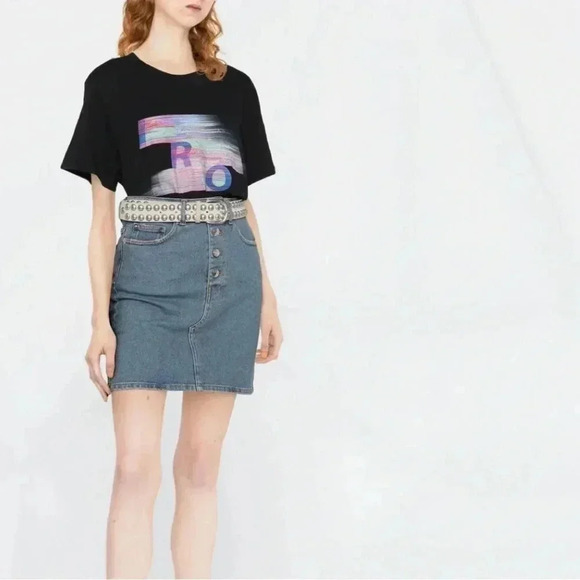 NWT IRO PARIS graphic logo-print Tee Shirt Black S - Picture 2 of 6